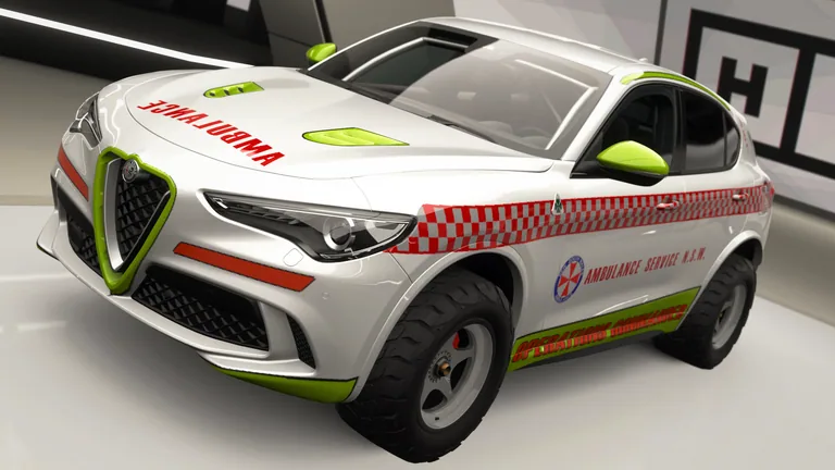 Alfa Romeo Stelvio with Ambulance Service NSW Operations Commander livery in Forza Horizon 4, captured 9 June 2026