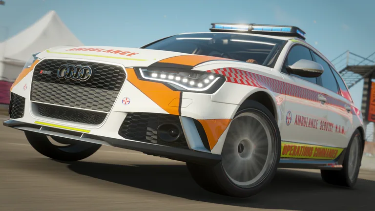 Audi RS6 with Ambulance Service NSW Operations Commander livery in Forza Horizon 4, captured 24 July 2020