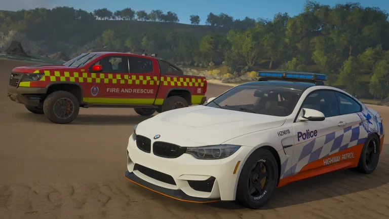 BMW M4 GTS with New South Wales Highway Patrol livery in Forza Horizon 4, captured 14 June 2019