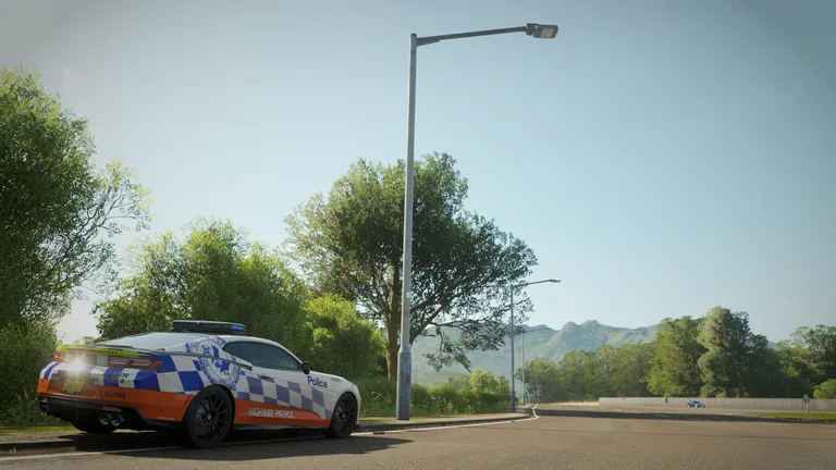 Chevrolet Corvette ZL1 with New South Wales Highway Patrol livery in Forza Horizon 4, captured 24 July 2020