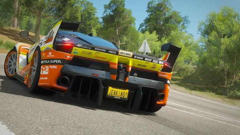 Ferrari FXXK Evo with Matchbox racing livery in Forza Horizon 4, captured 1 July 2020