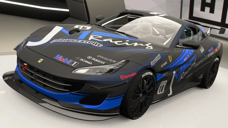Ferrari with JM Racing livery in Forza Horizon 4, captured 9 June 2026