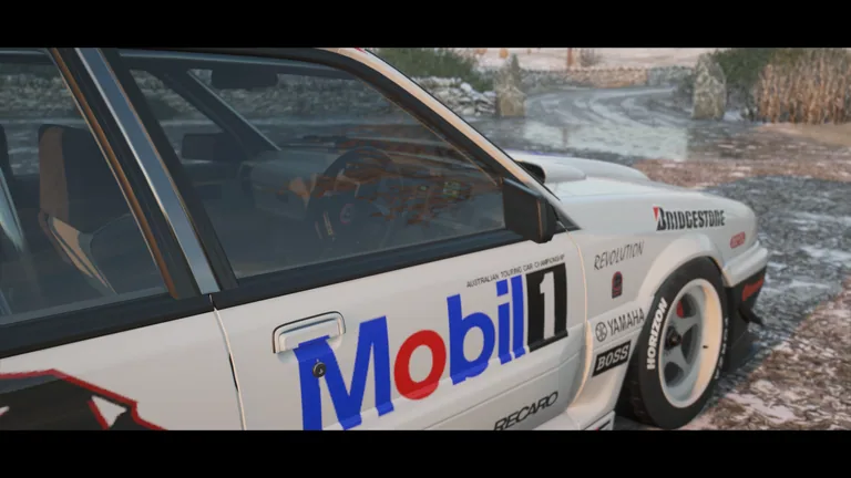 Holden VL Commodore Brock with Mobil retro livery in Forza Horizon 4, captured 1 Feb 2021