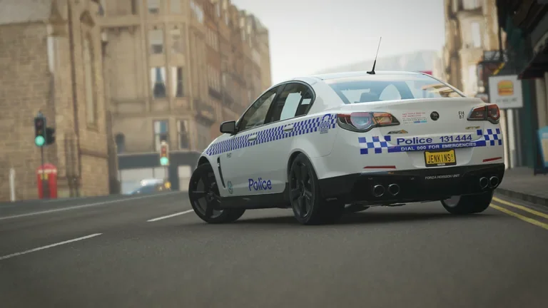 HSV GTS with New South Wales Police General Duties livery in Forza Horizon 4, captured 1 July 2020