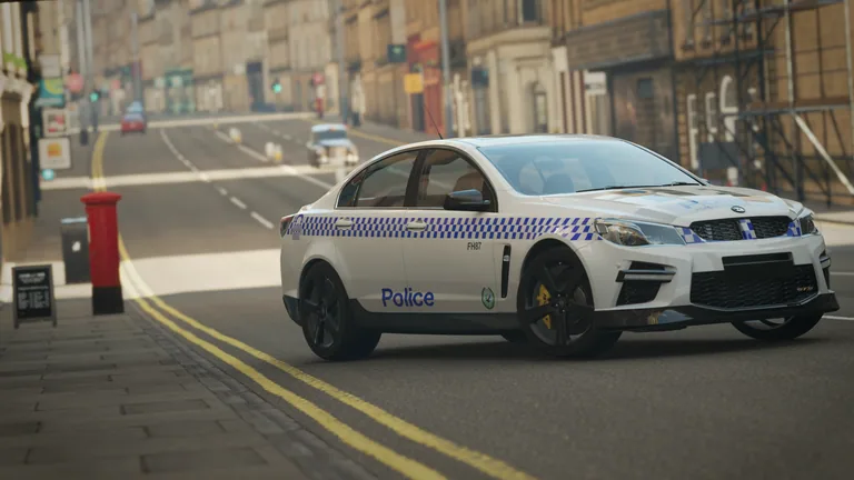 HSV GTS with New South Wales Police General Duties livery in Forza Horizon 4, captured 1 July 2020