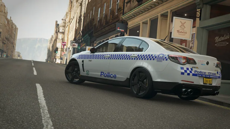 HSV GTS with New South Wales Police General Duties livery in Forza Horizon 4, captured 24 July 2020