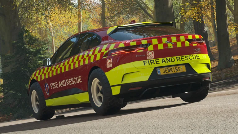 Jaguar I-Pace with Fire & Rescue NSW livery in Forza Horizon 4, captured 25 Feb 2021