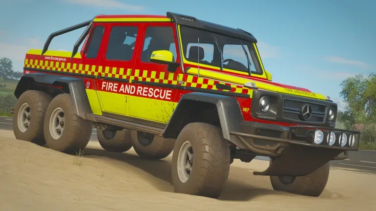 Mercedes-Benz G 63 6x6 with Fire & Rescue NSW livery in Forza Horizon 4, captured 1 July 2020