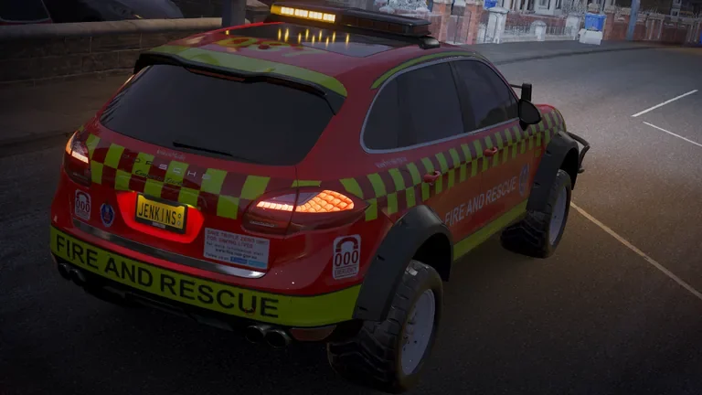 Porsche Cayenne with Fire & Rescue NSW livery in Forza Horizon 4, captured 10 Jan 2019