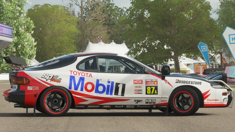 Toyota Celica GT4 with Mobil rally livery in Forza Horizon 4, captured 25 Feb 2021
