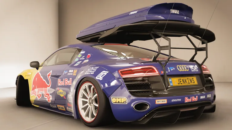 Audi R8 V10 with Red Bull Racing livery in Forza Horizon 5, captured 4 May 2023