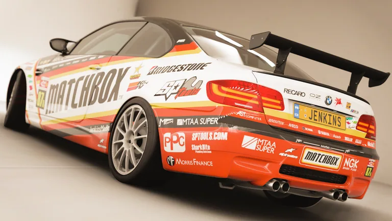 BMW M3 with Matchbox racing livery in Forza Horizon 5, captured 4 May 2023