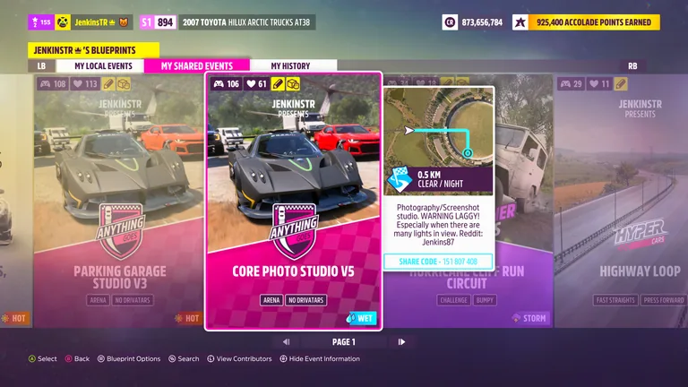 Core Photo Studio V5 custom track (Photo Studio) in Forza Horizon 5, captured 9 June 2026
