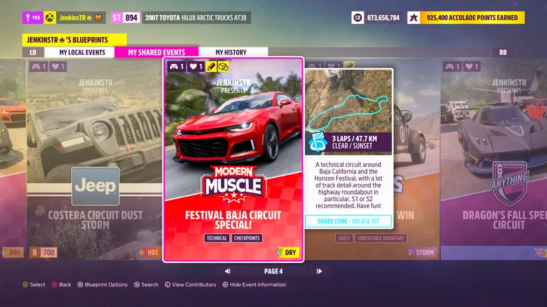 Festival Baja Circuit Special custom track (EventLab Circuit) in Forza Horizon 5, captured 9 June 2026