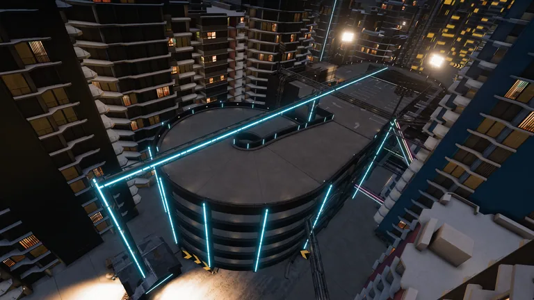 Parking Garage Studio V3 custom track (EventLab Route) in Forza Horizon 5, captured 4 May 2023