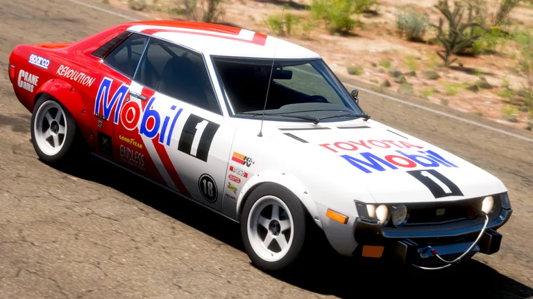 Datsun with Mobil racing livery in Forza Horizon 5, captured 5 Dec 2021