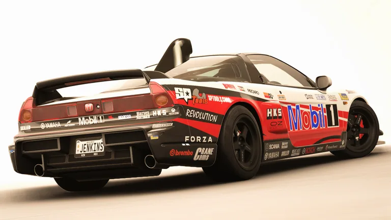 Honda NSX GT-R with Mobil racing livery in Forza Horizon 5, captured 4 May 2023