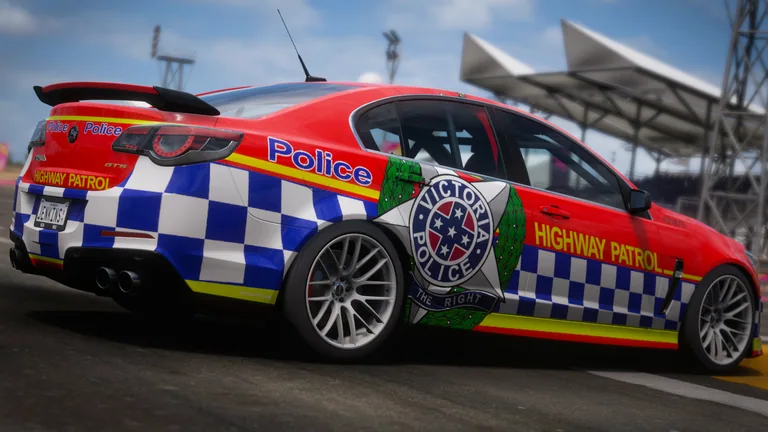 HSV GTS with Victoria Police Smart SS livery in Forza Horizon 5, captured 6 Dec 2021