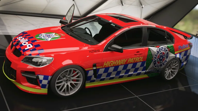 HSV GTS with Victoria Police Smart SS livery in Forza Horizon 5, captured 6 Dec 2021