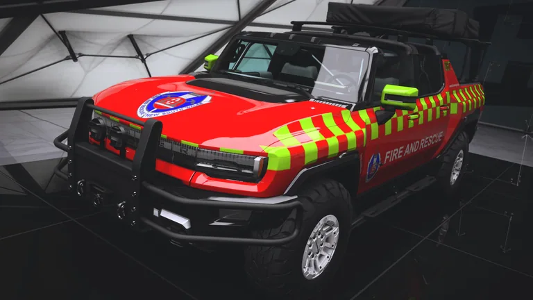 Hummer EV with Fire & Rescue NSW livery in Forza Horizon 5, captured 9 June 2026