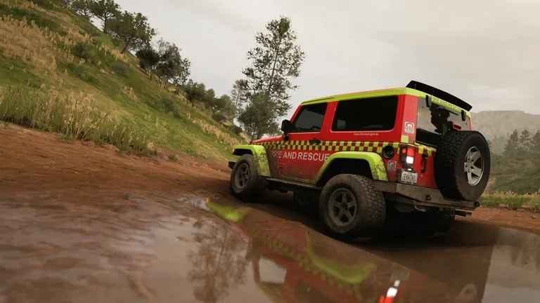 Jeep Wrangler with Fire & Rescue NSW livery in Forza Horizon 5, captured 11 Dec 2021