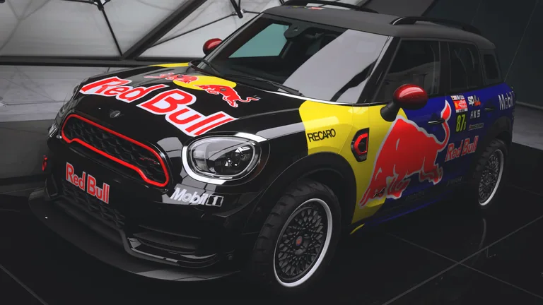 Mini JCW Countryman with Red Bull rally livery in Forza Horizon 5, captured 9 June 2026