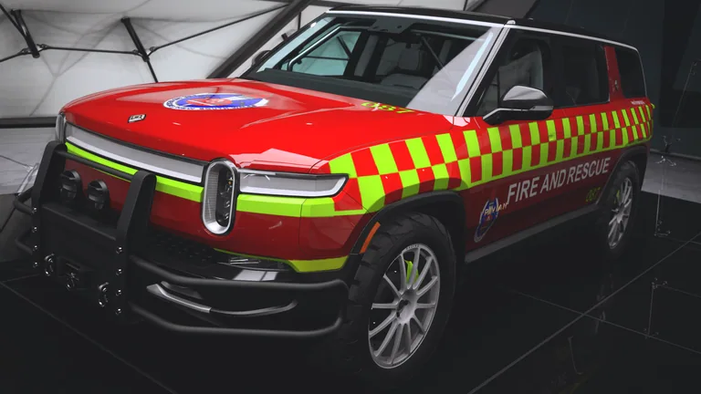 Rivian R1S with Fire & Rescue NSW livery in Forza Horizon 5, captured 9 June 2026