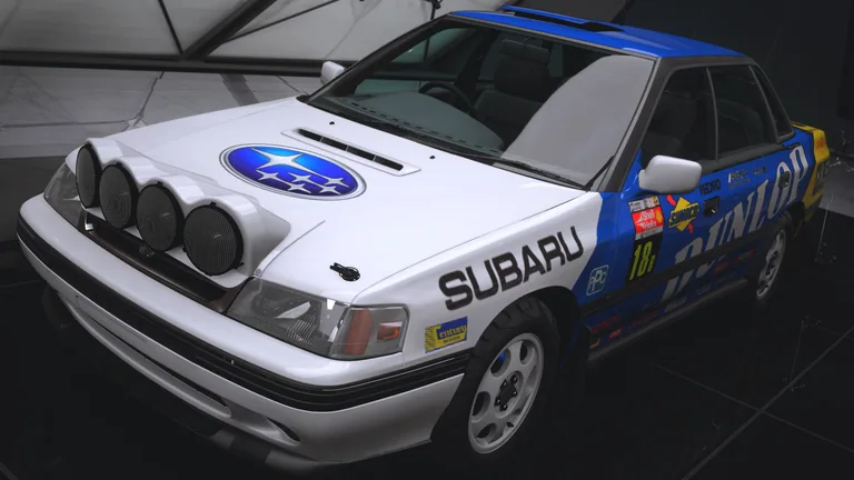 Subaru Legacy with Dunlop retro rally livery in Forza Horizon 5, captured 9 June 2026