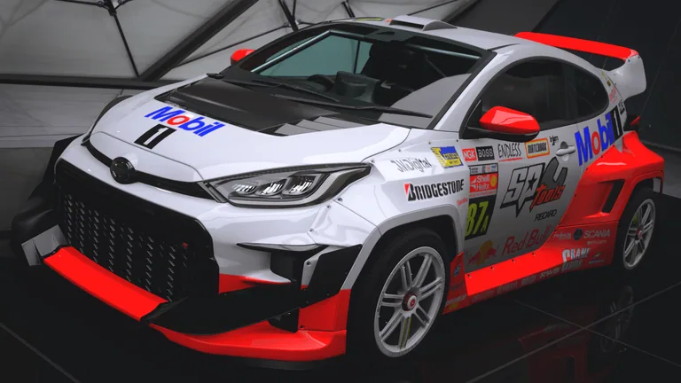 Toyota GR Yaris with Mobil rally livery in Forza Horizon 5, captured 9 June 2026