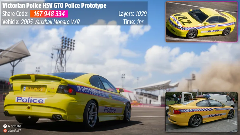Vauxhall Monaro VXR with Victoria Police GTO prototype livery in Forza Horizon 5