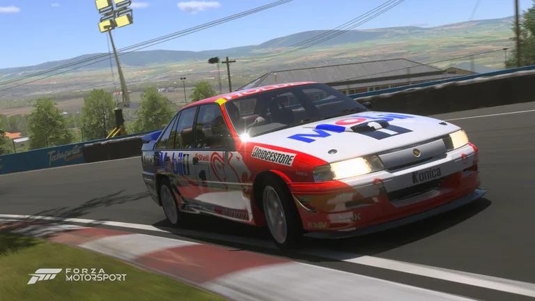 Holden VP Commodore with Mobil Holden Racing Team Lowndes 1999 livery in Forza Motorsport (2023), captured 30 Nov 2025